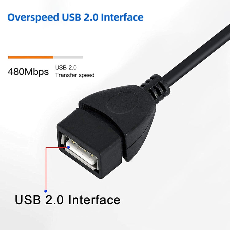 Кабель-адаптер Mini USB Male (90 градусов) — USB 2.0 AF с функцией OTG, длина: 13 см