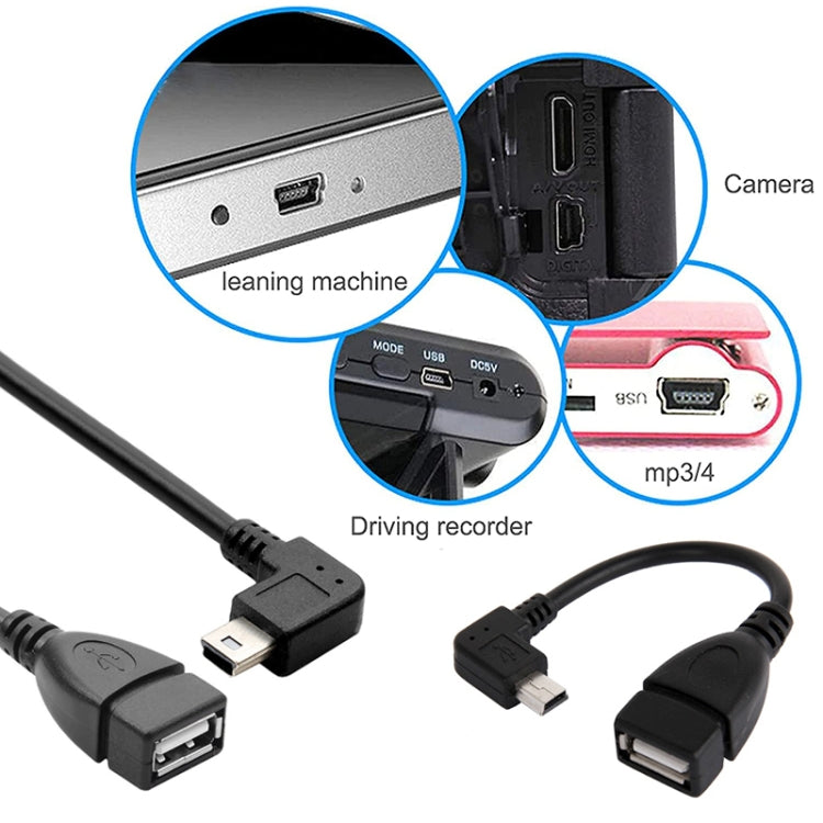 Кабель-адаптер Mini USB Male (90 градусов) — USB 2.0 AF с функцией OTG, длина: 13 см