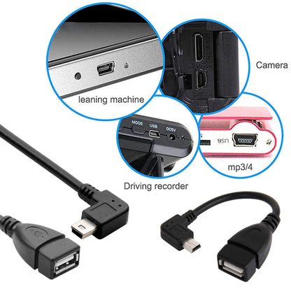Кабель-адаптер Mini USB Male (90 градусов) — USB 2.0 AF с функцией OTG, длина: 13 см