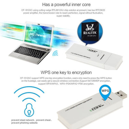 EDUP AC-1601 802.11AC 1200M двухдиапазонный беспроводной Wi-Fi-адаптер USB 3.0