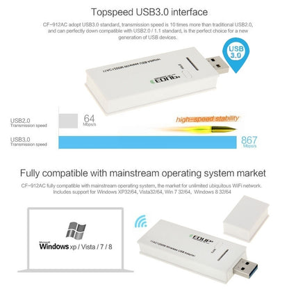 EDUP AC-1601 802.11AC 1200M двухдиапазонный беспроводной Wi-Fi-адаптер USB 3.0