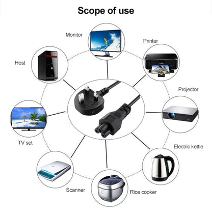 High Quality 3 Prong Style UK Notebook AC Power Cord, Length: 1.5m