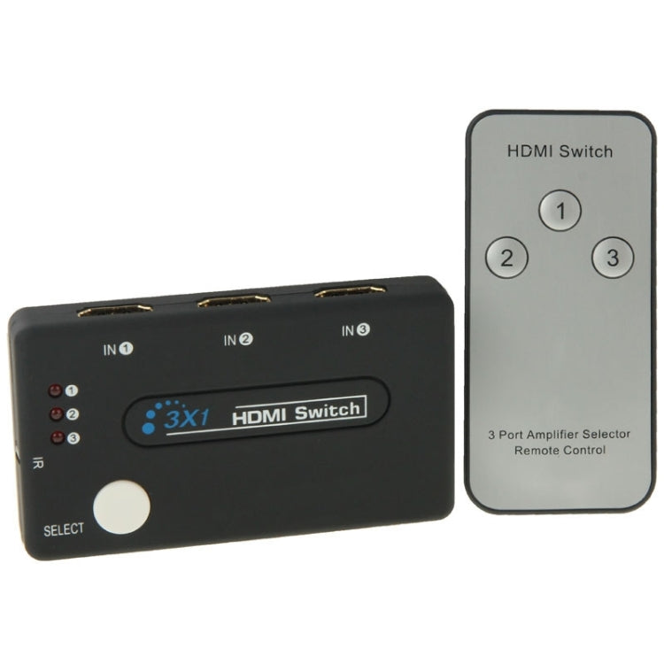 Mini 3x1 HD 1080P HDMI V1.3 selektors ar tālvadības pulti HDTV/STB/DVD/projektoram/DVR