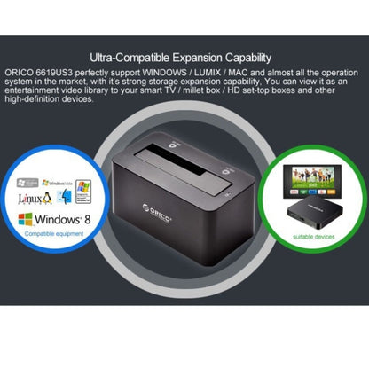 ORICO 6619US3 5Gbps Super Speed USB 3.0 to SATA Hard Drive Docking Station for 2.5 inch / 3.5 inch Hard Drive