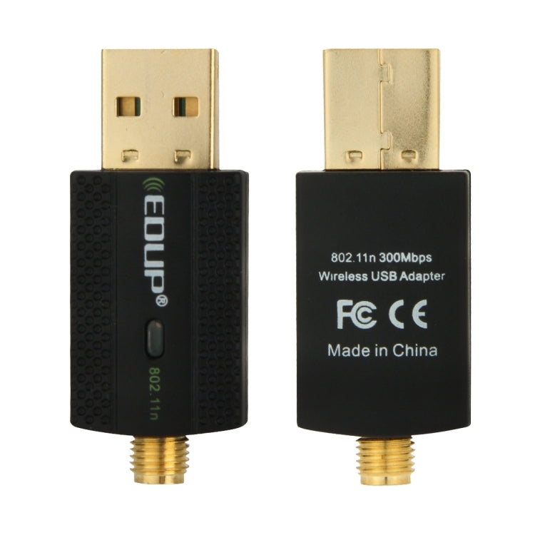 Беспроводной адаптер EDUP EP-N1581 Mini USB Wifi 802.11n/g/b 300 Мбит/с 2,4 ГГц с внешней антенной