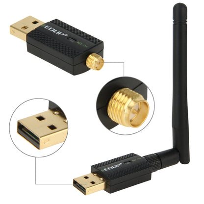 Беспроводной адаптер EDUP EP-N1581 Mini USB Wifi 802.11n/g/b 300 Мбит/с 2,4 ГГц с внешней антенной