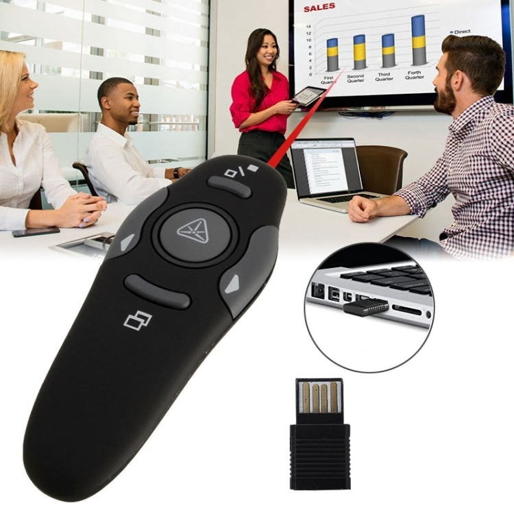 Мультимедийный презентер с лазерной указкой и USB-приемником для проектора/ПК/ноутбука, дальность управления: 15 м