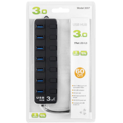 Концентратор USB 3.0 на 7 портов с индивидуальными переключателями для каждого порта передачи данных