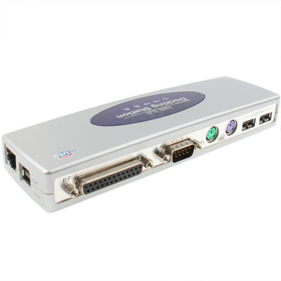 Высокоскоростная док-станция USB 2.0 с 8 портами (2xUSB 2.0 + мышь PS2 + клавиатура PS2 + RS232 + DB25 + LAN + восходящий поток), черная