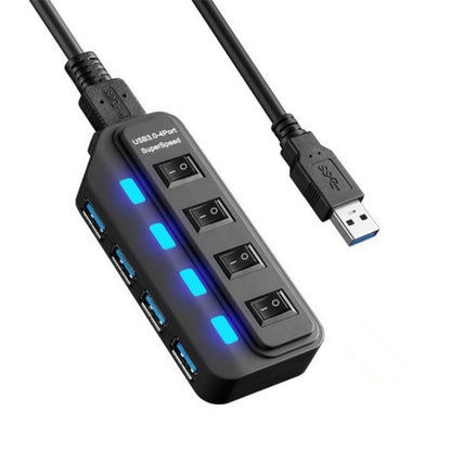 Концентратор USB 3.0 на 4 порта с индивидуальными переключателями для каждого порта передачи данных