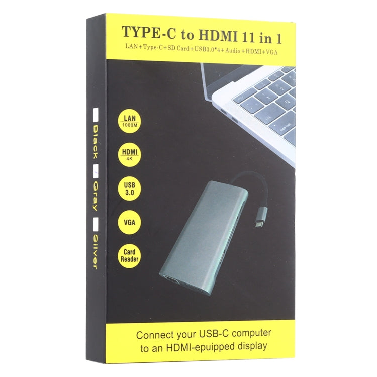 11 in 1 VGA + LAN Port + 4 x USB 3.0 + SD / TF Card + HDMI + Audio Port + USB-C / Type-C Female to USB-C / Type-C HUB Adapter