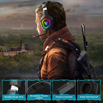 ONIKUMA K10 3.5mm Computer Games Wired Headset with RGB LED Light