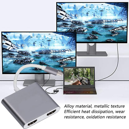 4K Ultra HD divkāršā HDMI saskarnes izeja uz USB-C/C tipa adapteri