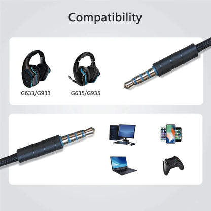 Аудиокабель ZS0195 для игровой гарнитуры Logitech G633 / G635 / G933 / G935 3,5 мм, длина кабеля: 1,5 м