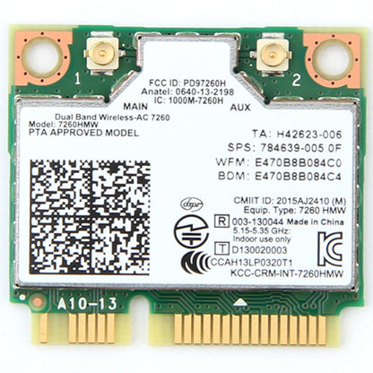 Двухдиапазонная беспроводная Wi-Fi-карта для Intel 7260HMW Mini PCI-E 2.4G / 5Ghz WLAN Bluetooth 4.0 Wi-Fi-карта 802.11 ac / a / b / g / n