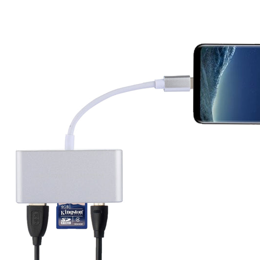 5-в-1 Micro SD + SD + USB 3.0 + USB 2.0 + Micro USB Port to USB-C / Type-C OTG COMBO адаптер для картридера для планшета, смартфона, ПК