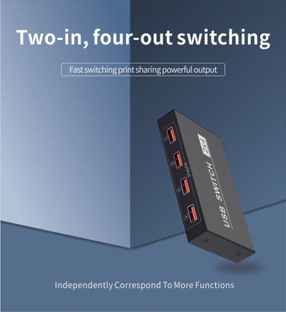 USB-коммутатор 2x4, 2 порта, ПК, совместное использование 4 устройств для принтера, клавиатуры, мыши, монитора
