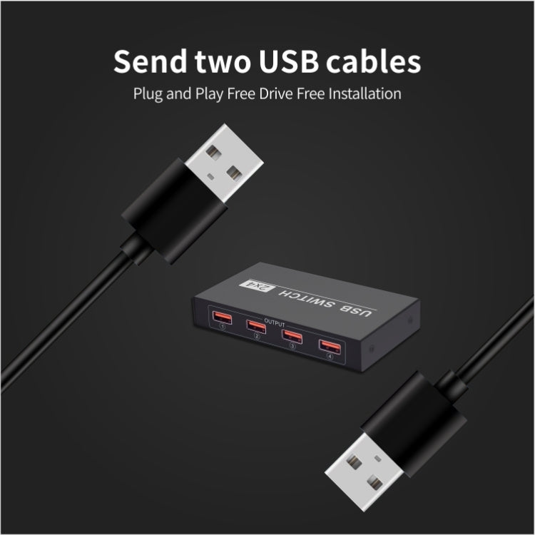 USB-коммутатор 2x4, 2 порта, ПК, совместное использование 4 устройств для принтера, клавиатуры, мыши, монитора