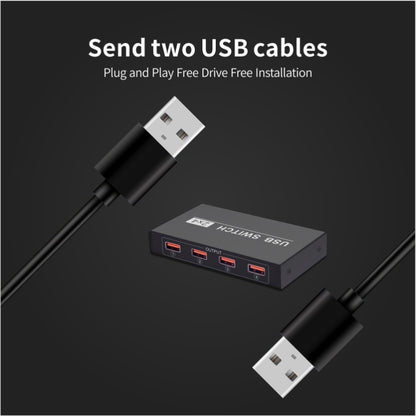 USB-коммутатор 2x4, 2 порта, ПК, совместное использование 4 устройств для принтера, клавиатуры, мыши, монитора