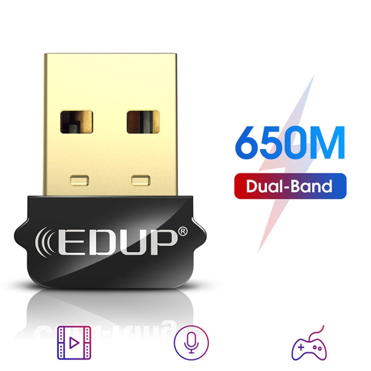Адаптер USB WIFI EDUP EP-AC1651, 650 Мбит/с, двухдиапазонный, 5G/2,4 ГГц, внешняя беспроводная сетевая карта, приемник Wi-Fi Dongle для ноутбука Windows MacOS