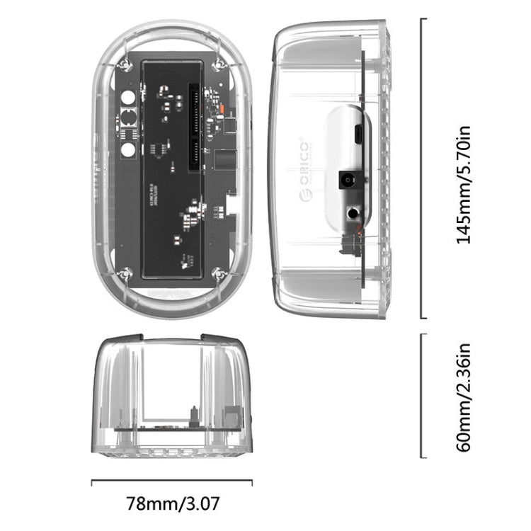 ORICO 6139C3-G2 3,5-дюймовая прозрачная док-станция для жесткого диска USB 3.1 Gen2 Type-C