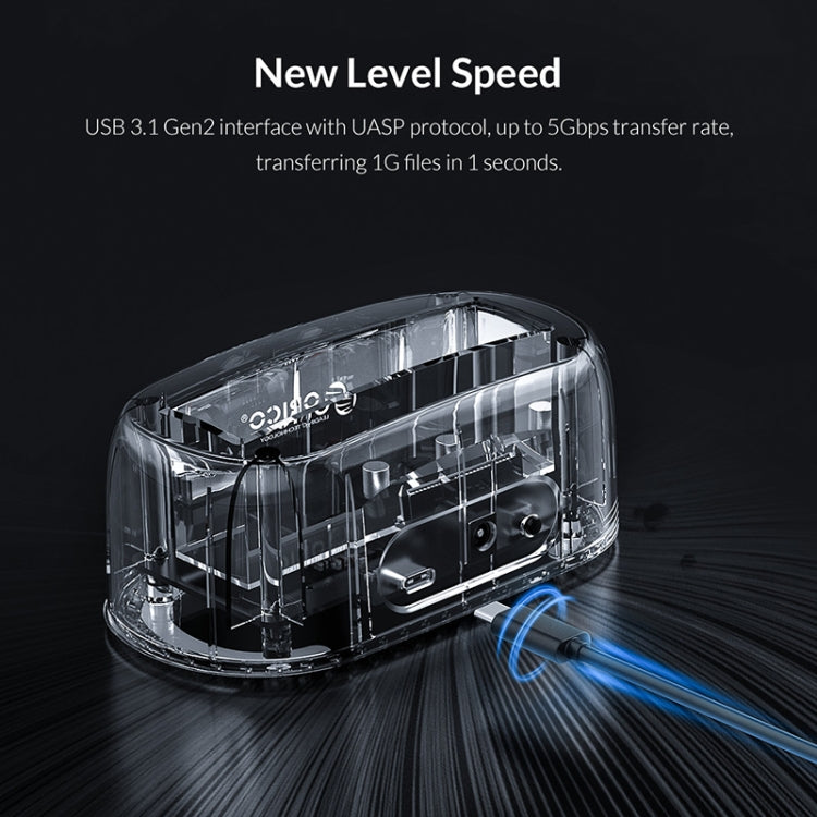 ORICO 6139C3-G2 3,5-дюймовая прозрачная док-станция для жесткого диска USB 3.1 Gen2 Type-C