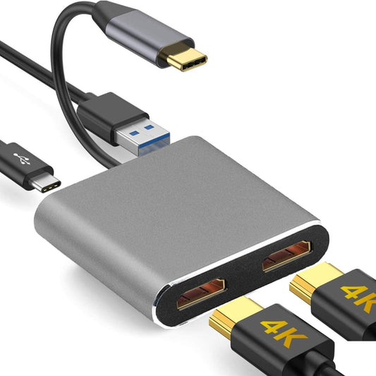 Многофункциональный HD-адаптер ZS-SG4T1HD2 4-в-1 Type-C на два HDMI + порт USB 3.0 + порт зарядки Type-C PD