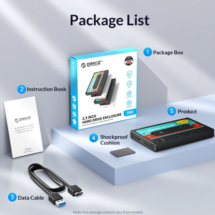Корпус для жесткого диска ORICO 2580U3 2,5 дюйма USB 3.0 SATA, классический мобильный жесткий диск