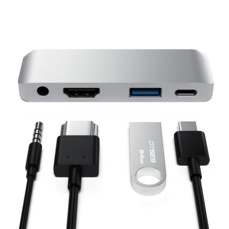 4 в 1 Type-C/USB-C на HDMI + AUX + USB + PD Type-C/USB-C HUB адаптер многофункциональная HD док-станция