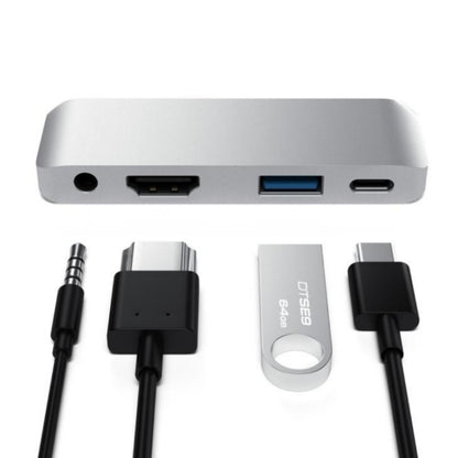 4 в 1 Type-C/USB-C на HDMI + AUX + USB + PD Type-C/USB-C HUB адаптер многофункциональная HD док-станция