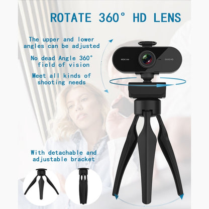Веб-камера B1 с разрешением 4 миллиона пикселей 2K HD 1080P, вращением на 360 градусов, микрофоном и штативом