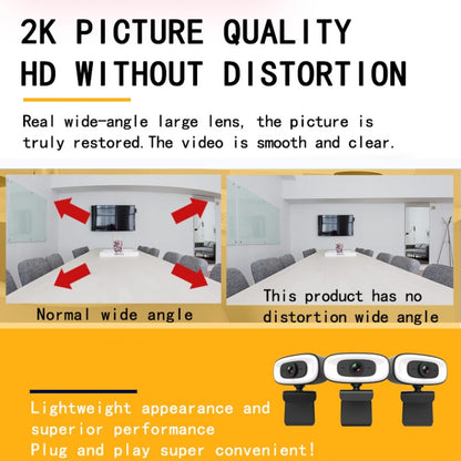 C10 2K HD bez kropļojumiem, 360 grādu rotācija, trīs ātrumu aizpildījuma gaisma, USB brīvas atmiņas tīmekļa kameras, iebūvēts skaidrāks mikrofons.