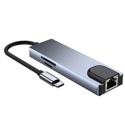 Адаптер 6 в 1 Type-C на HDMI + RJ45 + SD / TF + PD + USB HUB