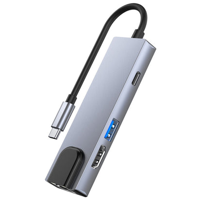 Адаптер 6 в 1 Type-C на HDMI + RJ45 + SD / TF + PD + USB HUB