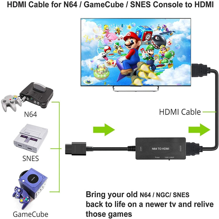 1080P N64 uz HDMI digitālo analogo pārveidotāju video kabeļa adapteris