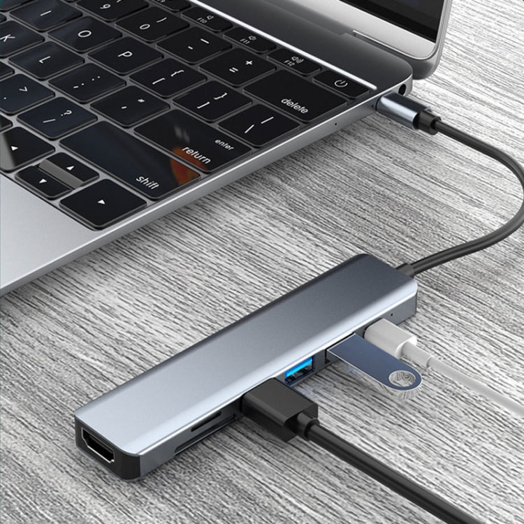 Док-станция 7-в-1 HDMI + SD/TF + USB2.0x2 + USB3.0 + PD to Type-C HUB