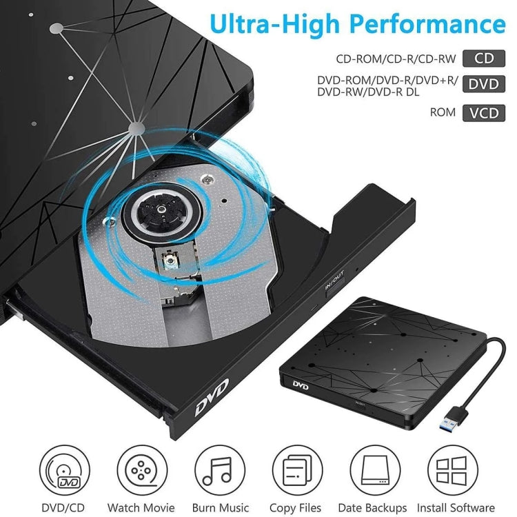 Внешний портативный DVD-RW-ридер USB 3.0 с оптическим приводом