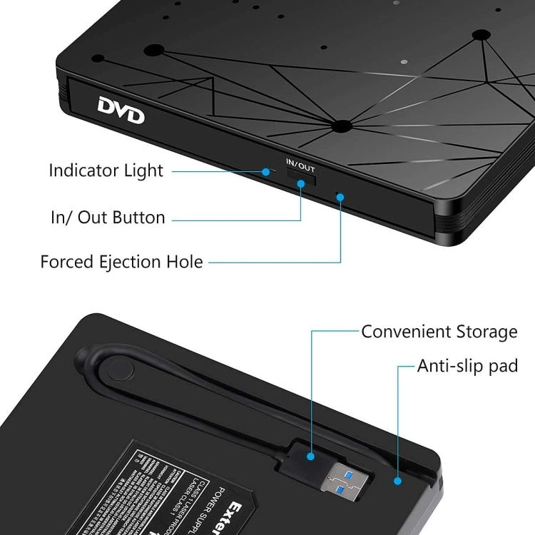 Внешний портативный DVD-RW-ридер USB 3.0 с оптическим приводом