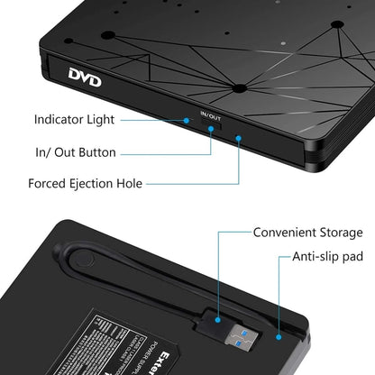 Внешний портативный DVD-RW-ридер USB 3.0 с оптическим приводом