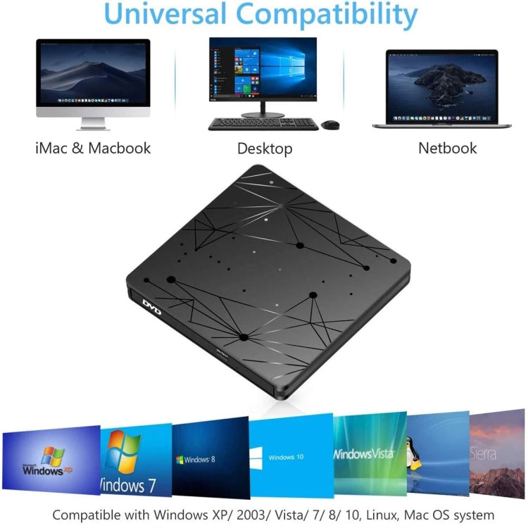 Внешний портативный DVD-RW-ридер USB 3.0 с оптическим приводом