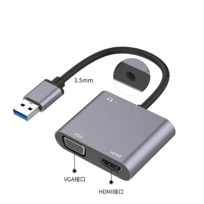 Адаптер 3-в-1 USB-HDMI/VGA/аудиоконцентратор