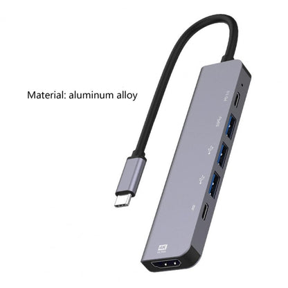Док-станция-концентратор 6-в-1 Type-C на HDMI + PD + Type-C + USB3.0 + USB2.0 x 2
