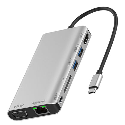 7 в 1 Type-C на RJ45 + VGA + Type-C + слот для карты SD + USB 3.0 x 2 + адаптер для док-концентратора HDMI