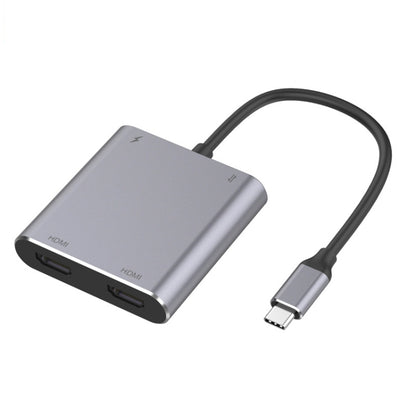 Адаптер 4 в 1 Type-C на Dual HDMI + USB + Type-C HUB