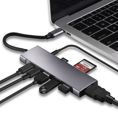 Адаптер 9-в-1 USB Type-C на HDMI + USB3.0x3 + Type-C + PD + SD/TF + аудиохаб