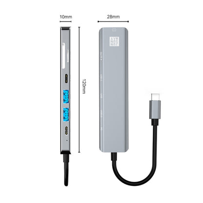 Док-станция JUNSUNMAY 7-в-1 с Type-C на HDMI 4K, адаптер для быстрой зарядки PD, устройство для чтения карт SD/TF