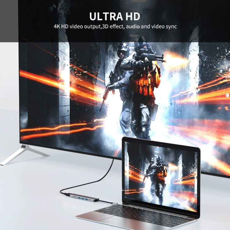 Док-станция ENKAY Hat-Prince 7 в 1 Type-C - 4K HDMI, адаптер, концентратор для быстрой зарядки, устройство чтения карт SD/TF