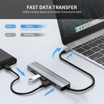 Док-станция ENKAY Hat-Prince 7 в 1 Type-C - 4K HDMI, адаптер, концентратор для быстрой зарядки, устройство чтения карт SD/TF