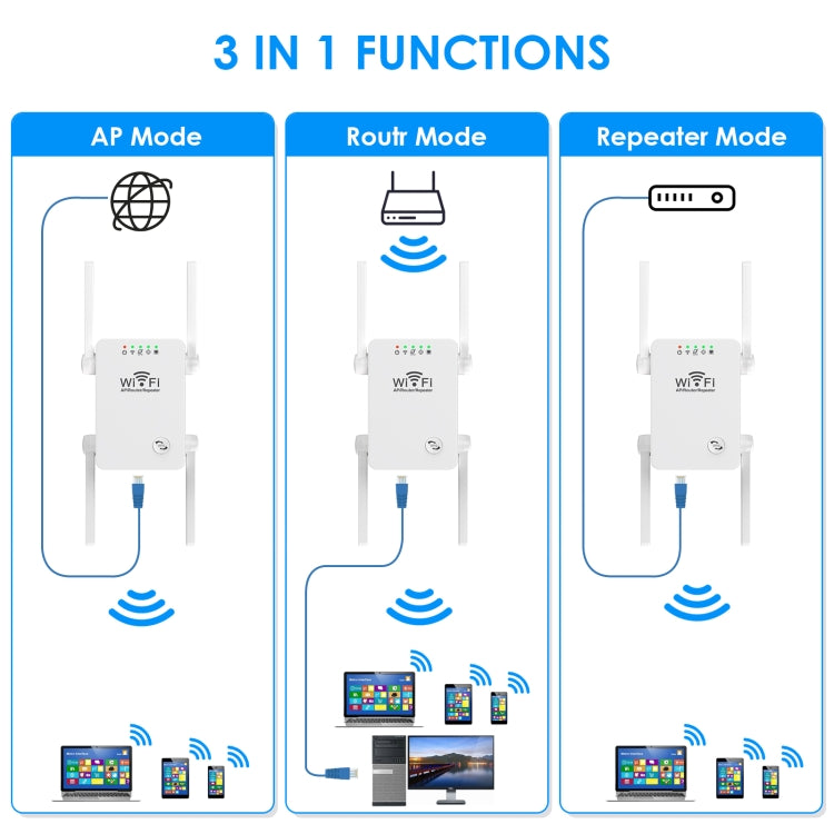 U8 300Mbps Wireless WiFi Repeater Extender Router Wi-Fi Signal Amplifier WiFi Booster