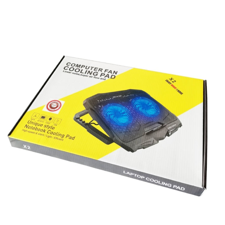 X2 divu ventilatoru USB klēpjdatora dzesēšanas paliktnis spēļu statīvs
